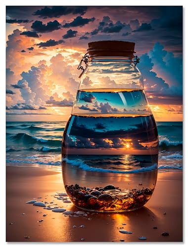 wandmotiv24 Leinwandbild Meer, Wasser, Flasche M0828 von wandmotiv24