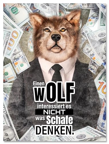 wandmotiv24 Leinwandbild Motivation, Hochformat, Wolf Schafe M0040 von wandmotiv24