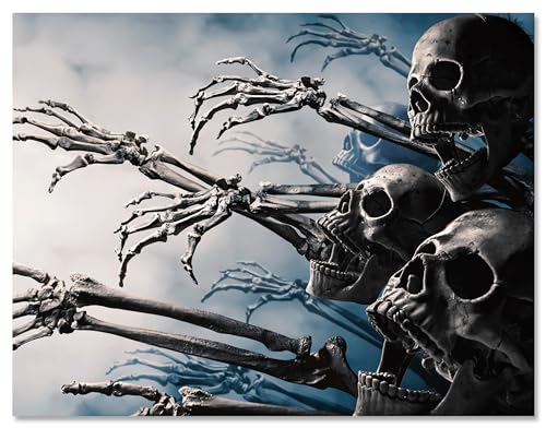 wandmotiv24 Leinwandbild Totenkopf, Querformat, Totenkopf Zombies M0224 von wandmotiv24