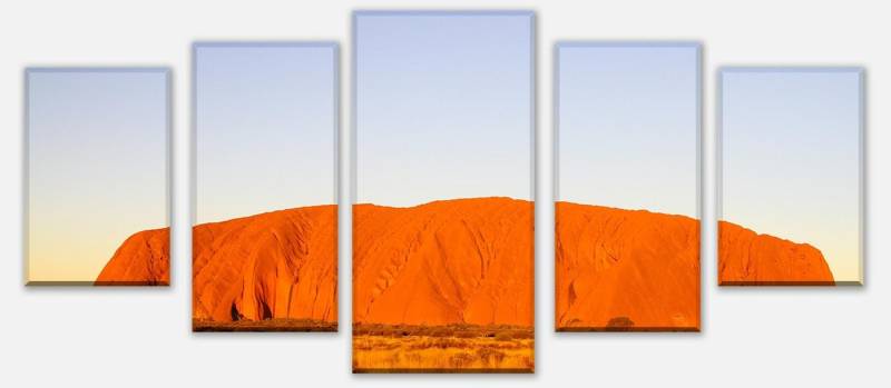 wandmotiv24 Mehrteilige Bilder Ayers Rock Sunset Natur, Landschaft (Set, 5 St), Wandbild, Wanddeko, Leinwandbilder in versch. Größen von wandmotiv24