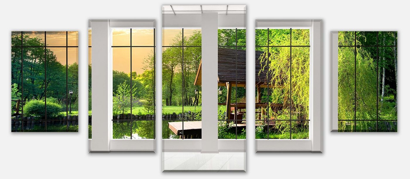 wandmotiv24 Mehrteilige Bilder Fenster aussicht, Ausblicke (Set, 5 St), Wandbild, Wanddeko, Leinwandbilder in versch. Größen von wandmotiv24