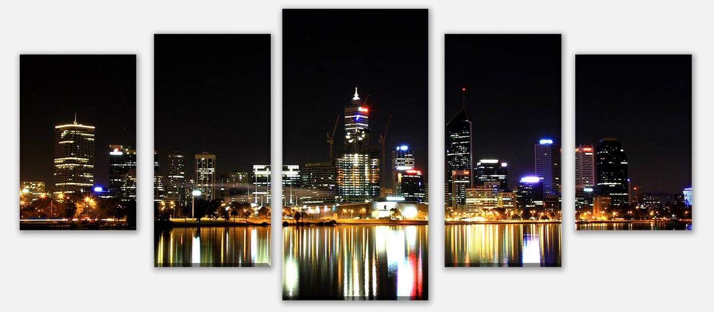 wandmotiv24 Mehrteilige Bilder Perth Australien, Städte (Set, 5 St), Wandbild, Wanddeko, Leinwandbilder in versch. Größen von wandmotiv24