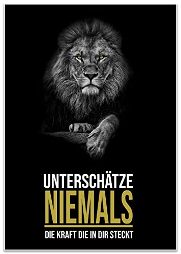 wandmotiv24 Poster als Wanddeko, Größe 100x70cm, Kraft die in dir steckt, Löwe, Moderne Wanddeko, Wandbilder, Deko, Bild M0086 wandmotiv24 Poster als Wanddeko, Größe 100x70cm, Kraft die in dir steckt, Löwe, Moderne Wanddeko, Wandbilder, Deko, Bild M0086 von wandmotiv24
