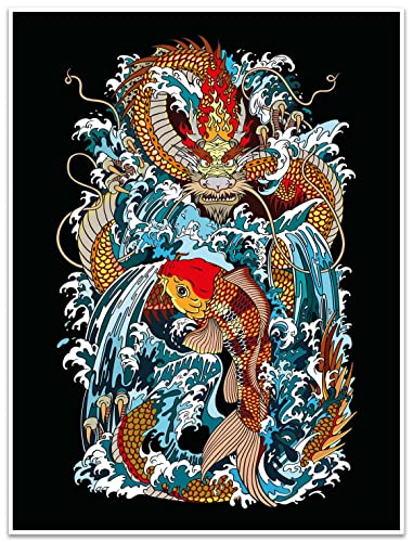 wandmotiv24 Poster als Wanddeko, Größe 40x30cm, Drache, Fisch, Japan, Moderne Wanddeko, Wandbilder, Deko, Bild M0246 wandmotiv24 Poster als Wanddeko, Größe 40x30cm, Drache, Fisch, Japan, Moderne Wanddeko, Wandbilder, Deko, Bild M0246 von wandmotiv24