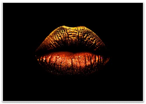 wandmotiv24 Poster als Wanddeko, Größe Din A1, Goldene Frauen Lippen, Bronze, Makeup, Fotografie, Moderne Wanddeko, Wandbilder, Deko, Bild M0054 von wandmotiv24