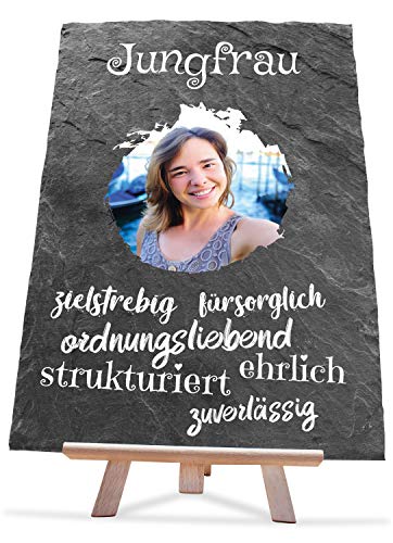 wandmotiv24 Sternzeichen Jungfrau auf Schiefer, Datum, personalisiertes Foto 20x30cm (BxH), Charaktereigenschaften, Sternbild, Geburtstagsgeschenk, Geschenke zur Geburt, Geburtstag, Jahrestag M0040 von wandmotiv24