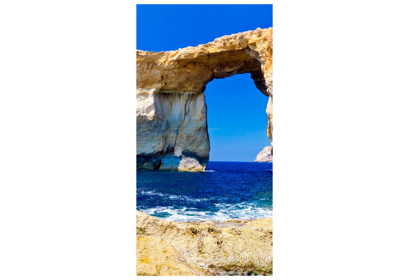 wandmotiv24 Türtapete Blaues Fenster Gozo, strukturiert, Fototapete, Wandtapete, Motivtapete, matt, selbstklebende Vinyltapete von wandmotiv24