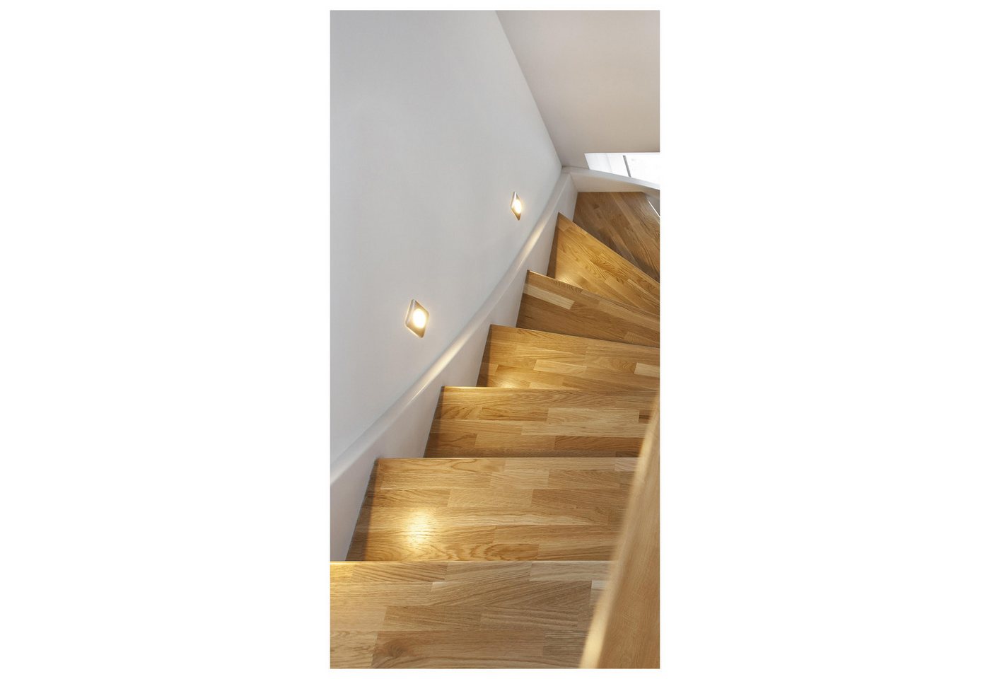 wandmotiv24 Türtapete Blick auf Holz-treppe, Treppen-stufen, glatt, Fototapete, Wandtapete, Motivtapete, matt, selbstklebende Vliestapete von wandmotiv24