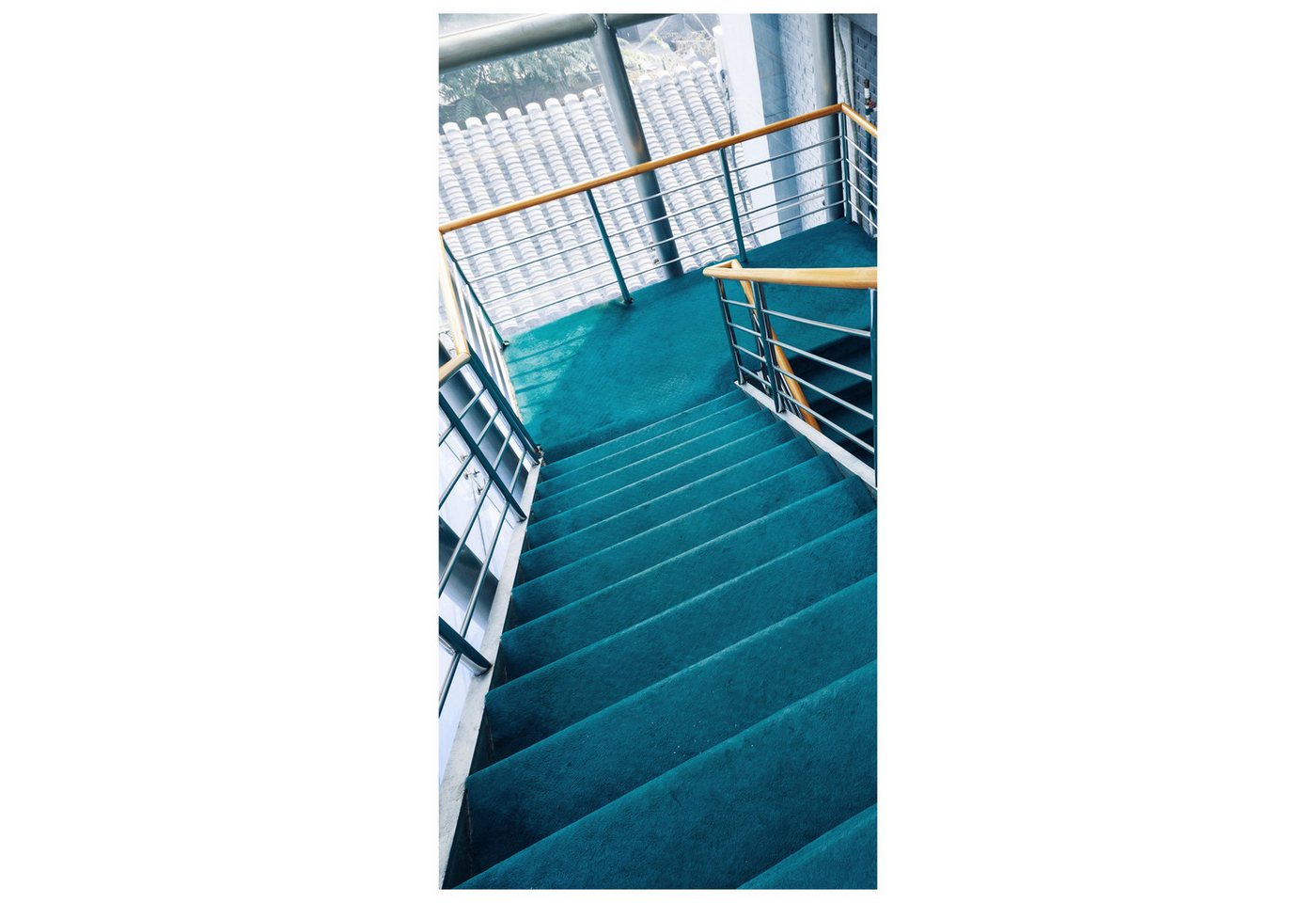 wandmotiv24 Türtapete Blick auf Treppe, Treppen-stufen, glatt, Fototapete, Wandtapete, Motivtapete, matt, selbstklebende Vliestapete von wandmotiv24