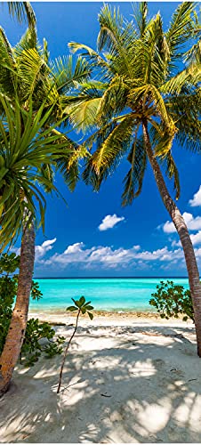 wandmotiv24 Türtapete Blick aufs Meer, Palmen, Paradies, Sand 100 x 200cm (B x H) - Dekorfolie selbstklebend Sticker für Türen, Türfolie, Aufkleber, M1311 von wandmotiv24