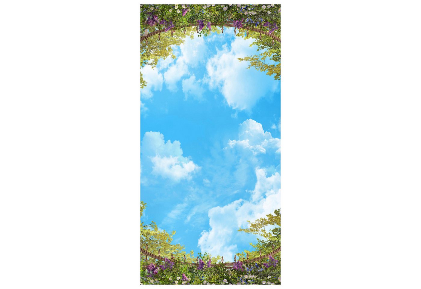 wandmotiv24 Türtapete Blick in den Himmel, Wolken, Pflanzen, strukturiert, Fototapete, Wandtapete, Motivtapete, matt, selbstklebende Vinyltapete von wandmotiv24