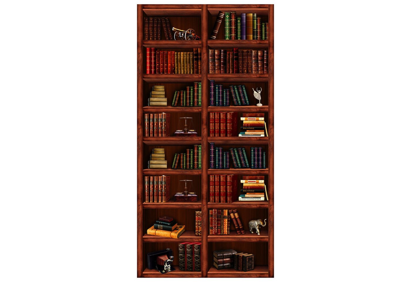 wandmotiv24 Türtapete Bücher-regal, Schrank, Buch, Figur, glatt, Fototapete, Wandtapete, Motivtapete, matt, selbstklebende Dekorfolie von wandmotiv24