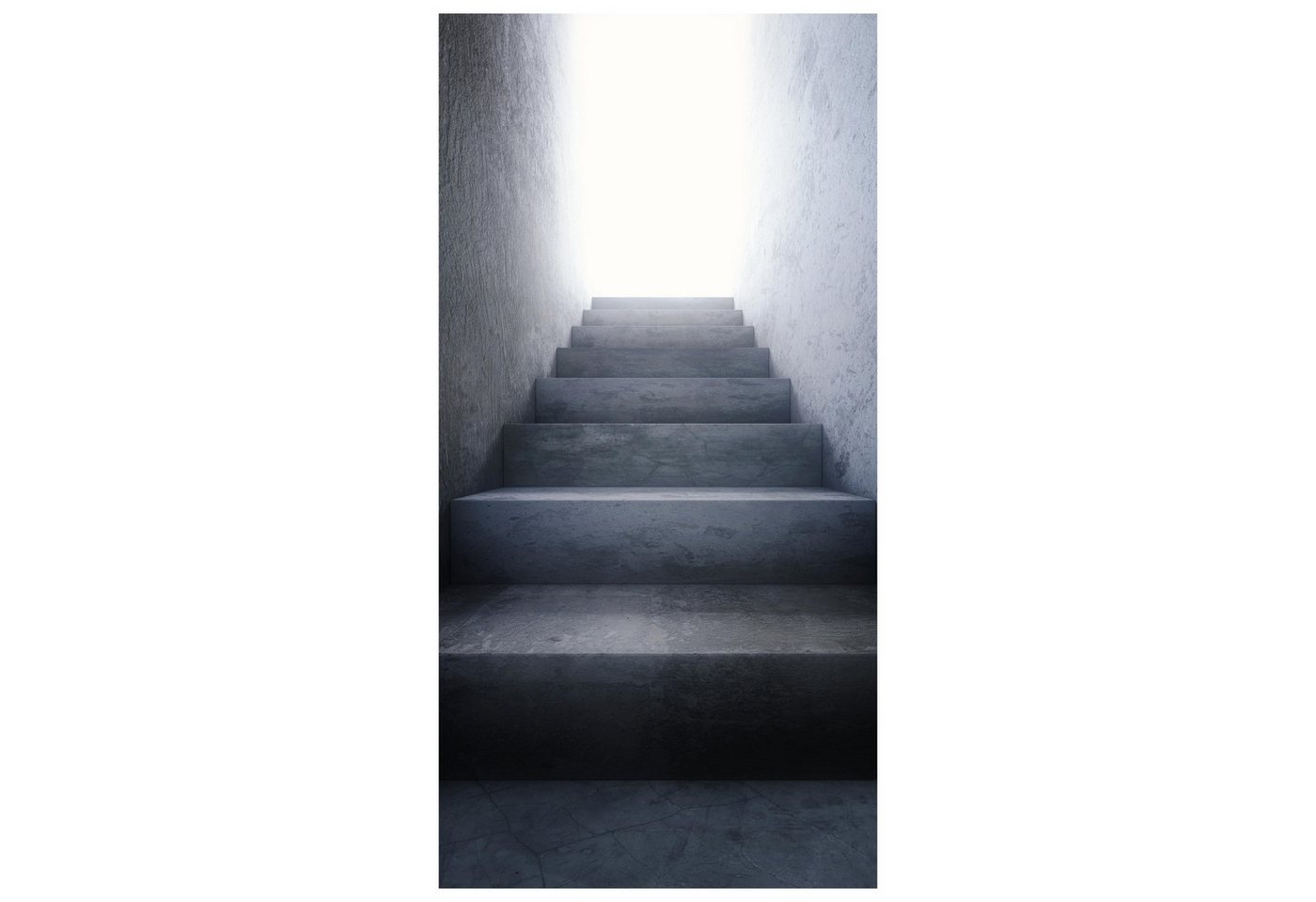 wandmotiv24 Türtapete Dunkle Treppe ins Licht, Treppen-stufen, glatt, Fototapete, Wandtapete, Motivtapete, matt, selbstklebende Vliestapete von wandmotiv24