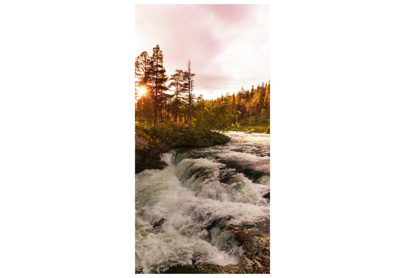 wandmotiv24 Türtapete Fluss in Norwegen, strukturiert, Fototapete, Wandtapete, Motivtapete, matt, selbstklebende Vinyltapete von wandmotiv24