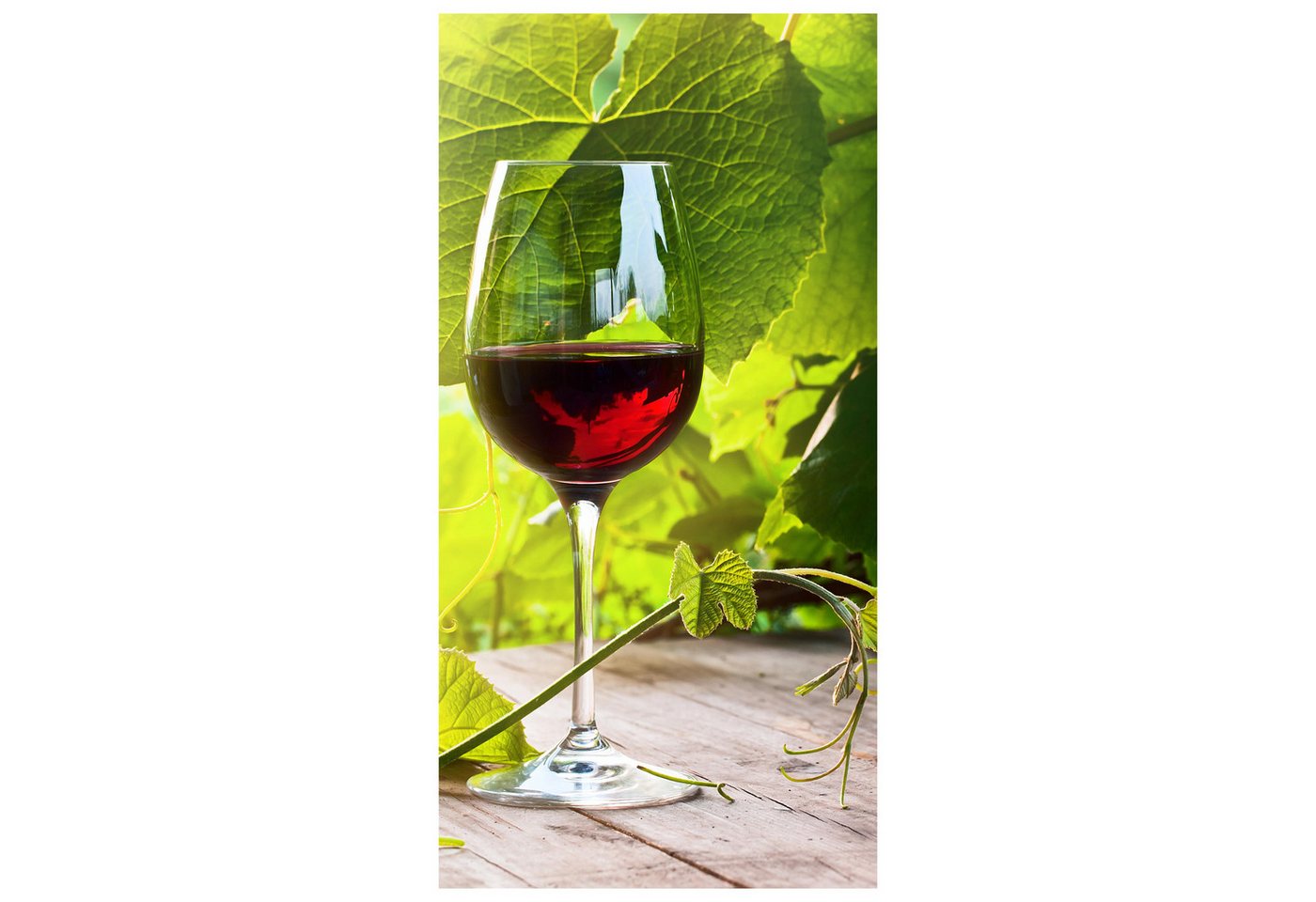 wandmotiv24 Türtapete Glas mit Rotwein im Weinberg, strukturiert, Fototapete, Wandtapete, Motivtapete, matt, selbstklebende Vinyltapete von wandmotiv24