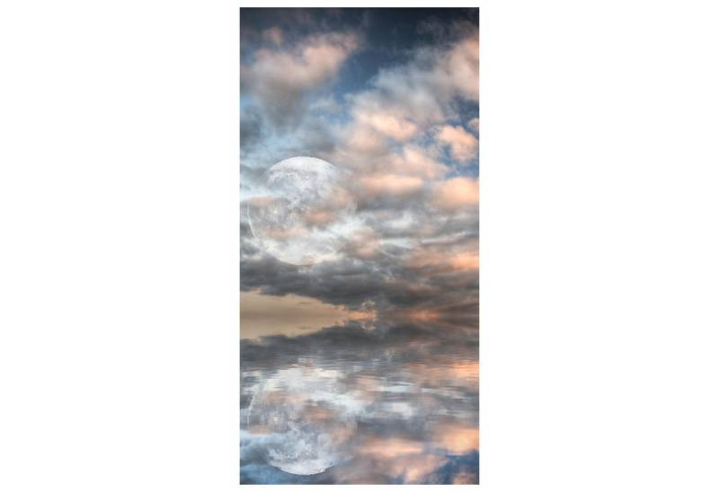 wandmotiv24 Türtapete Großer Mond scheint über dem Meer, glatt, Fototapete, Wandtapete, Motivtapete, matt, selbstklebende Dekorfolie von wandmotiv24