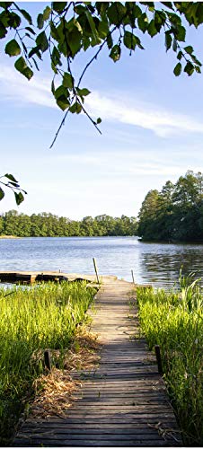 wandmotiv24 Türtapete Holz-Steg an einem See, Natur, Teich 80 x 200cm (B x H) - Dekorfolie selbstklebend Sticker für Türen, Türfolie, Aufkleber, M1116 von wandmotiv24