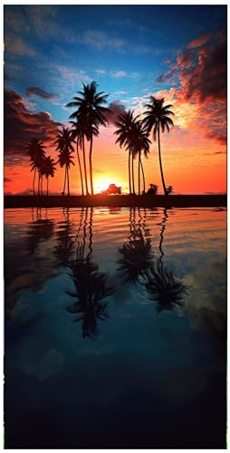 wandmotiv24 Türtapete Palmen, Strand, Sonnenaufgang 100 x 200cm (B x H) - Dekorfolie selbstklebend Sticker für Türen, Türfolie, Aufkleber, M1491 von wandmotiv24