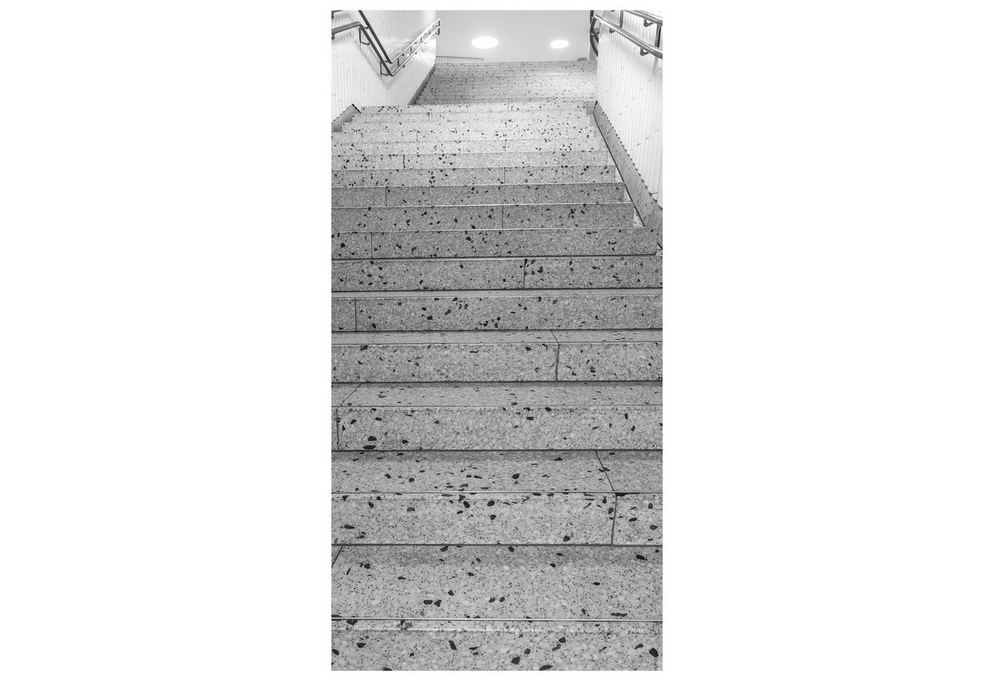 wandmotiv24 Türtapete moderne Treppe mit Geländer, Steintreppe, glatt, Fototapete, Wandtapete, Motivtapete, matt, selbstklebende Vliestapete von wandmotiv24