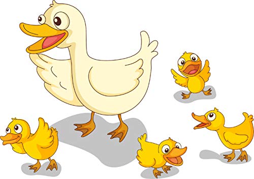 wandmotiv24 Wandsticker Enten Familie, Tiere, Kücken, Ente S - klein 43x30cm Wand-Aufkleber, Sticker, Wand-Bild, Deko Bilder, Dekoration Wohnung modern WS00000072 von wandmotiv24