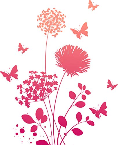 wandmotiv24 Wandsticker bunte Blumenwiese, Löwenzahn, Pusteblume M - mittel 58x72cm Wand-Aufkleber, Sticker, Wand-bild, Deko Bilder, Dekoration Wohnung modern WS00000102 von wandmotiv24