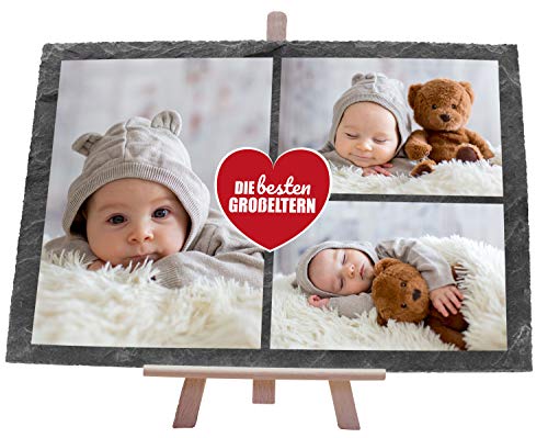 wandmotiv24 individuelle Schiefertafel für Oma & Opa, Größe 30 x 20 cm, Querformat, 3 Fotos, Geburtstagsgeschenk Großeltern, Jahrestag, personalisierte Geschenke, Geschenk-kidee, Deko, Bedruckt M0495 von wandmotiv24