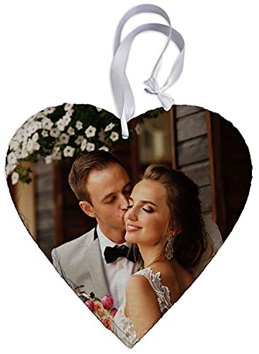 wandmotiv24 personalisiertes Schiefer-Herz, 20x20cm, Eigenes Foto groß, Liebe, Natur, Geschenk für Frauen & Männer, Deko, Hochzeit, Dekoration Wohnung modern, Geburtstagsgeschenk, Valentinstag M0591 von wandmotiv24