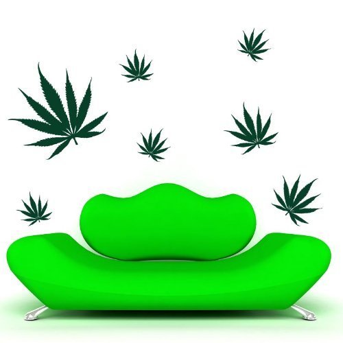 Cannabisblatt Set (7 Blätter) - Farbe: Rotorange von wandtattoo-factory