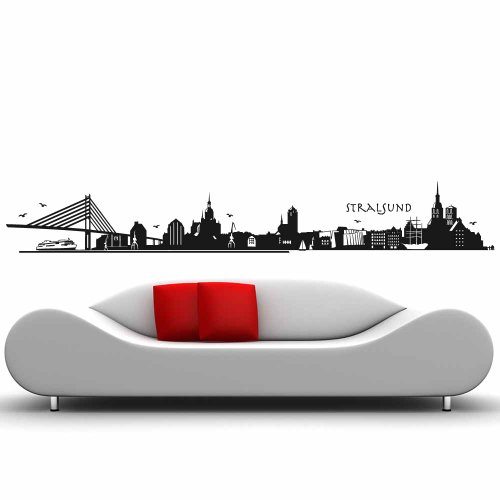 Skyline Stralsund Wandaufkleber 100 x 20cm schwarz von wandtattoo factory