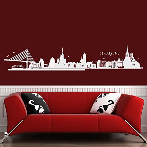 Skyline Stralsund Wandaufkleber 190 x 28cm weiss von wandtattoo factory