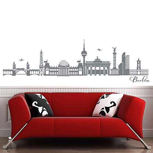 wandtattoo-factory Skyline Berlin - 190 x 60cm - Farbe: Grau von wandtattoo-factory