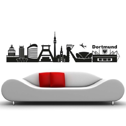 wandtattoo-factory Skyline Dortmund - 190 x 60cm - Farbe: Schwarz von wandtattoo-factory