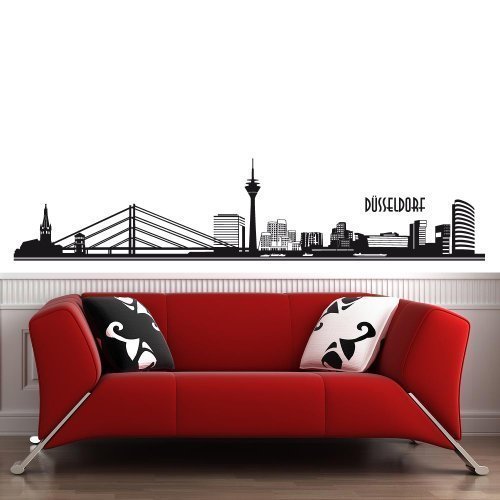 wandtattoo-factory Skyline Düsseldorf - 190 x 42cm - Farbe: Schwarz von wandtattoo-factory