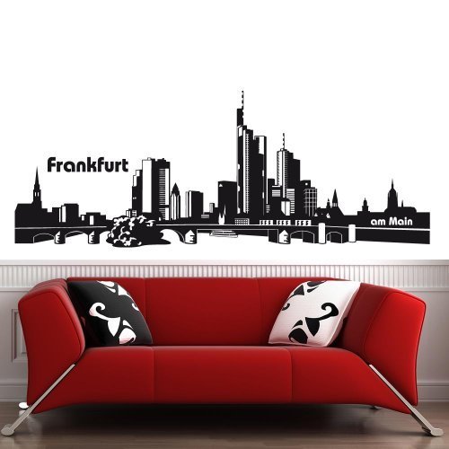 wandtattoo-factory Skyline Frankfurt - 190 x 70cm - Farbe: Schwarz von wandtattoo-factory