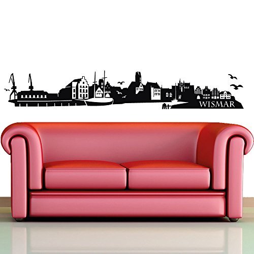 wandtattoo-factory Skyline Wismar - 100 x 15cm - Farbe: Schwarz von wandtattoo-factory