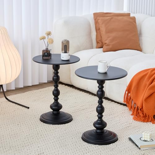 wangbochuan Schicker runder Vintage-Beistelltisch mit eleganten römischen Säulen – stabile Metallkonstruktion, perfekt für Kaffee, Tee, oder Freizeit im Wohn- oder Schlafzimmerdekor (Schwarz, Schwarz wangbochuan Schicker runder Vintage-Beistelltisch mit eleganten römischen Säulen – stabile Metallkonstruktion, perfekt für Kaffee, Tee, oder Freizeit im Wohn- oder Schlafzimmerdekor (Schwarz, Schwarz von wangbochuan