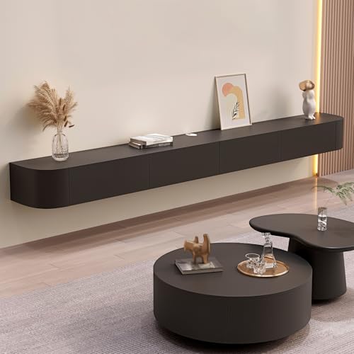 wanghaiyanBD Massivholz Entertainment Center – Wandmontierter TV-Schrank mit großem Stauraum und Regalen, modernes schwebendes Design, schlanke Einheit für Wohnungen von wanghaiyanBD