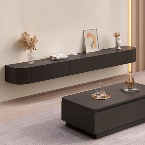wanghaiyanBD Massivholz Entertainment Center – Wandmontierter TV-Schrank mit großem Stauraum und Regalen, modernes schwebendes Design, schlanke Einheit für Wohnungen von wanghaiyanBD