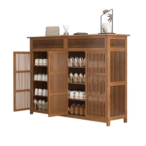 wanghaiyanBD Schuhschrank, ausziehbare Schublade, Schuhaufbewahrung, staubdichter Holzschrank für Wohnzimmer, Schlafzimmer, Flur, Bambus, 130 x 35 x 99 cm wanghaiyanBD Schuhschrank, ausziehbare Schublade, Schuhaufbewahrung, staubdichter Holzschrank für Wohnzimmer, Schlafzimmer, Flur, Bambus, 130 x 35 x 99 cm von wanghaiyanBD