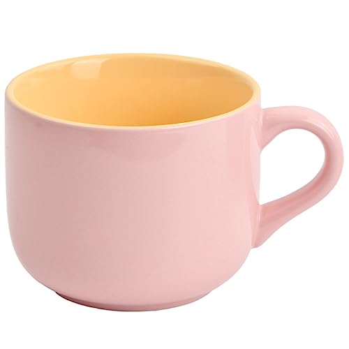 650ml Keramik-Kaffeetassen mit Griffen Frühstückstassen Verdickter, hitzebeständiger Keramikbecher mit Großem Fassungsvermögen Tassen mit Großem Fassungsvermögen für Haferflocken, Saft, Milch(rosa) von wangjiangda