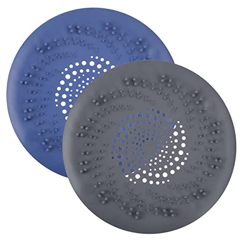 Abflusssieb Silikon 2 Stück Duschsieb mit Haarfänger Duschablauf Abdeckungen mit Saugnapf Kitchen Sink Strainer Dusche Haarfänger Abflusssieb für Küche,Badezimmer,Dusche,Badewanne (Blau&Schwarz) von wangjiangda