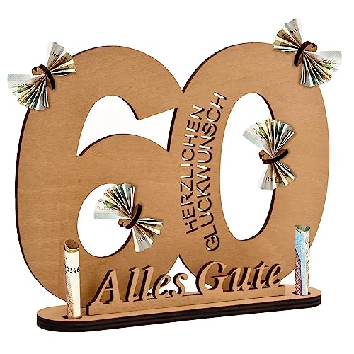 Holzschild Gästebuch Geburtstag Holz, Geschenk Geburtstag für Frau/Mann, Gästebuch Geburtstag als Personalisierbares Geschenk, Deko Zahlen mit Ständer und Kerzenhalter Deko Geburtstagsgeschenk (60) von wangjiangda