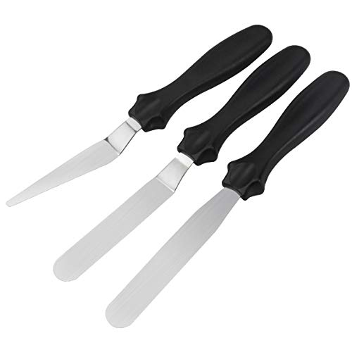 Kuchenmesser Tortenmesser 3-Teiliges Edelstahl Winkelpalette Set 4 inch Profi Küchenmesser Teiliges Kuchenmesser Tortenmesser Icing Spate für Torte Gebäck Muffins Backen von wangjiangda