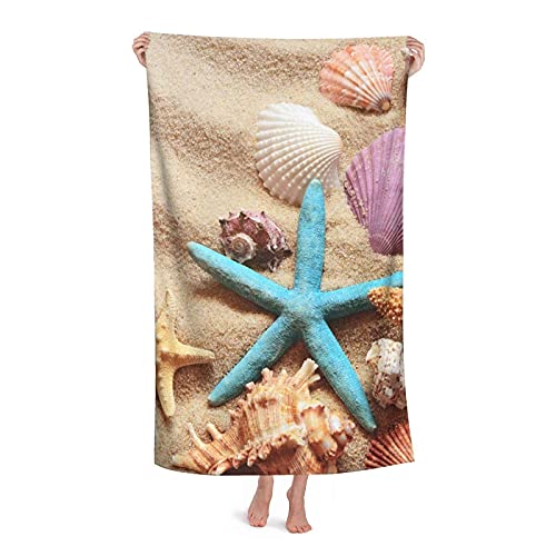 Badetuch Muscheln Und Seesternmuster Duschtücher Tragbares Badetuch Groß Damen Camping Handtuch Pool Badetuch Für Strand, Schwimmbad, 80 X 130Cm von wanningmingxinershangmaoyouxiangongsi2