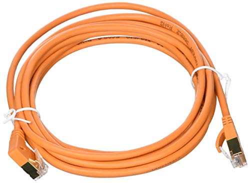 wantecWire Extra dünnes Patchkabel CAT.7 Kabel, CAT.6 Stecker SSTP geschirmt, 1x Stecker abgewinkelt, Länge 3 m, orange von wantecWire