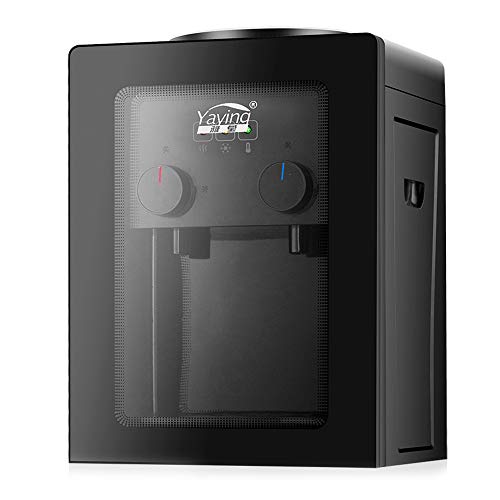 Elektrischer Wasserspender, Mini Tragbarer Wasser Dispenser, Büro Desktop-Trinkbrunnen, Trinken Brunnen Kalt- und Heißwarmwasserkühler, Schnelles Heizen, 550 W, Schwarz, 27x23.5x37cm von wanwanper