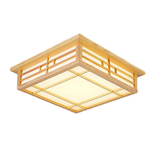 Japanische Deckenleuchte, LED Deckenlampe, Holz Schlafzimmer Wohnzimmer Lampe, Massivholz Tatami Lampe, dekorative Kronleuchter, Protokolle Deckenlampen, 24W Wohnzimmer Licht Protokolle, Warmes Licht von wanwanper