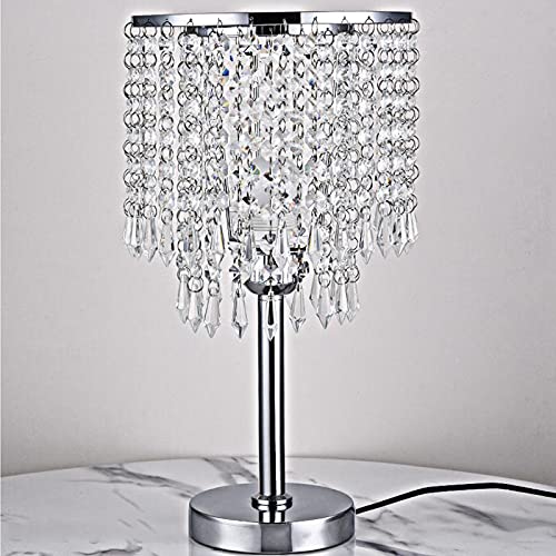 Tischlampe, Kristallglas Nachttischlampe, Kristall Tischleuchte, Heimtischlampe, Lampenschirm mit Runder Standfuß, Elegante Moderne Tischlampen Heimtischlampe für Schlafzimmer Wohnzimmer Deko von wanwanper