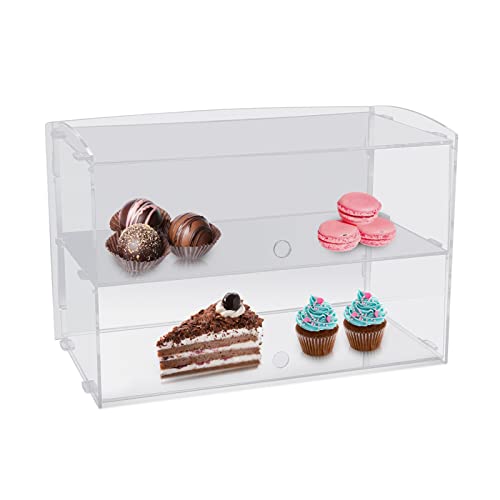 wanwanper Acryl-Vitrine für Kuchen Bäckerei, 2 Tier Cupcake Gebäck Display Case, Countertop Bäckerei Display Case Cookie Gebäck & Donut Vitrine für Bäckereien, Restaurant, Kuchen Geschäfte von wanwanper