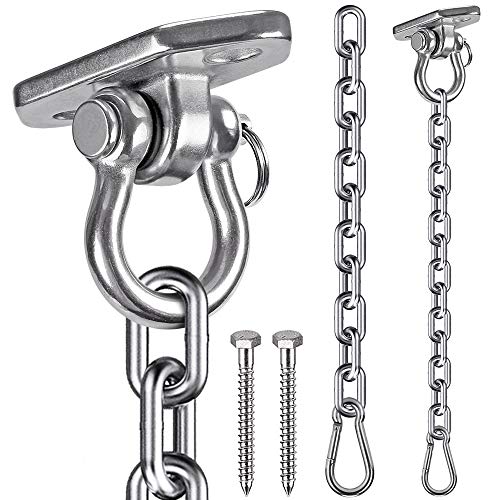 WAREMAID Deckenhaken mit Verlängerungskette Karabiner für Schaukel, Hängesessel, Boxsäcke, 304 Edelstahl Deckenhalterung Ideale zur Spielplatz,Hängematte,Yoga,Gym, Seil Aufhängung Halterung, 450 kg von WAREMAID